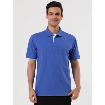 Lars Amadeus Men's Summer Golf Shirt Contrast Color Short Sleeves Regular Fit Polo