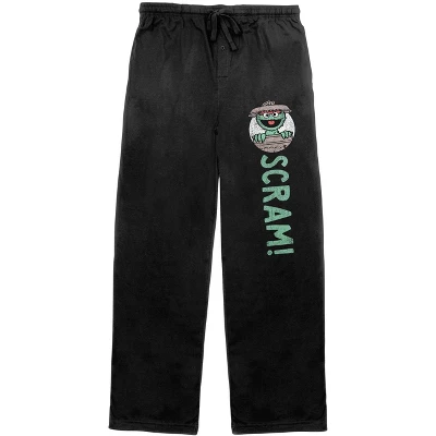 Scram! Oscar The Grouch Men's Black Sleep Pajama Pants - Image 4