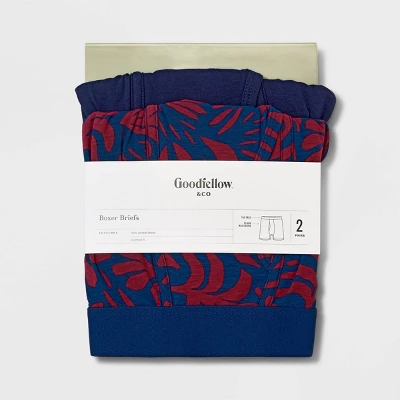 Men's Floral Print Boxer Briefs 2pk - Goodfellow & Co™ Blue/Red