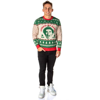 ELF The Movie Men's Raised By Elves Ugly Christmas Sweater Knit Pullover - Image 4