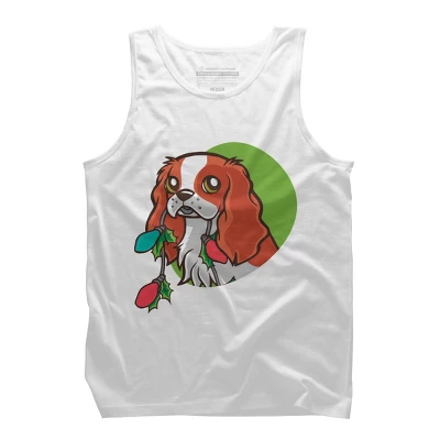 Men's Design By Humans Super Cute Dog Paws Print Christmas Tree T-Shirt By Rasok Tank Top - Image 6