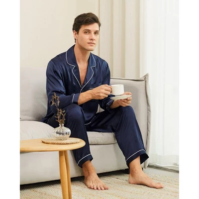 Mommesilk Piped Silk Pajamas For Men - Image 7