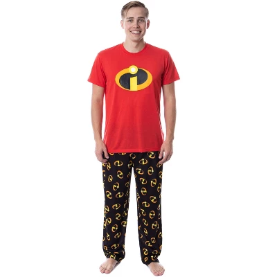 Disney Mens' The Incredibles Logo Sleep Pajama Set Shirt Pants Multicolored - Image 4
