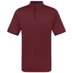 Men's Short Sleeve Henley Polo Shirt With Contrast-Trim
