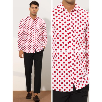 Lars Amadeus Men's Button Down Long Sleeve Casual Business Polka Dots Shirt - Image 3