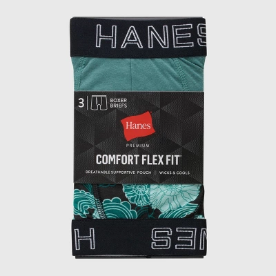 Hanes Premium Men's Floral Comfort Flex Fit Boxer Briefs 3pk - Green/Black - Image 2