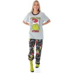 Dr. Seuss The Grinch 3 Piece Gift Pajama Set (Fleece Pants, Shirt, Socks)