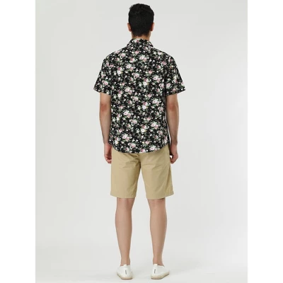 Lars Amadeus Men's Summer Floral Printed Short Sleeves Button Down Beach Hawaiian Shirt - Image 4