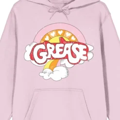 Grease Logo Long Sleeve Cradle Pink Adult Hooded Sweatshirt