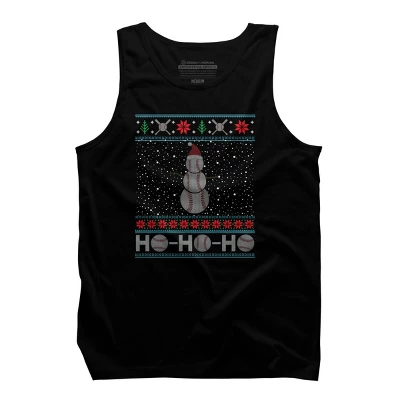 Men's Design By Humans Christmas Baseball Snowman Ugly Christmas Xmas By Pahari Tank Top - Image 4