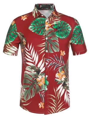 Lars Amadeus Men's Summer Floral Print Short Sleeve Button Down Beach Hawaiian Casual Shirt - Image 14