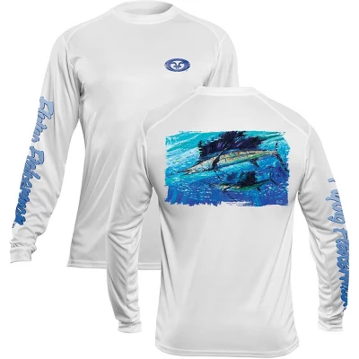 Flying Fisherman Pasta Sailfish Performance Long Sleeve T-Shirt - White - Image 2