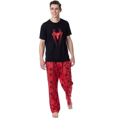 Marvel Comics Mens' Spider-Man Logo Icon Tossed Print Sleep Pajama Set Multicolored - Image 5