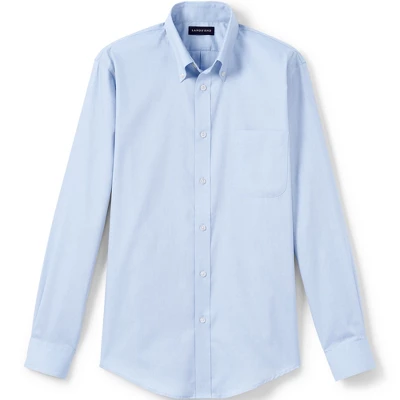 Lands' End School Uniform Men's Long Sleeve No Iron Pinpoint Dress Shirt - Image 3