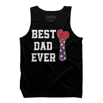 Men's Design By Humans Best Dad Ever Heart Tie By Sukhendu12 Tank Top - Image 2