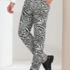 Lars Amadeus Men's Flat Front Party Prom Animal Printed Pants