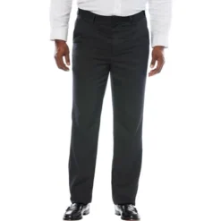 KS Signature By KingSize Men's Big & Tall No Hassle Classic Fit Expandable Waist Plain Front Dress Pants
