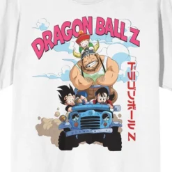 Dragon Ball Z Jeep Ride Crew Neck Short Sleeve White Men's T-shirt