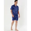 Lars Amadeus Men's Short Sleeve Top And Pants Summer Satin Pajama Sets