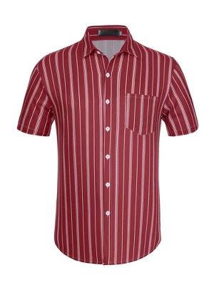 Lars Amadeus Men's Casual Summer Beach Short Sleeves Button Down Striped Shirt - Image 9