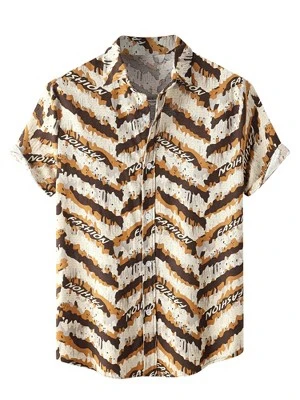 Lars Amadeus Men's Irregular Geometric Shirt Color Block Short Sleeves Button Down Summer Shirts - Image 6