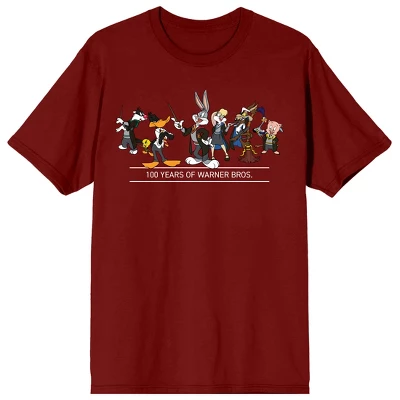 WB 100: Looney Tunes Mashups Hogwarts Students Crew Neck Short Sleeve Cardinal Red Men's T-shirt - Image 2
