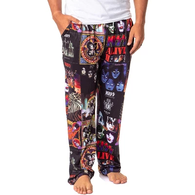 KISS Mens' Classic Oldies Rock Band Music Albums Sleep Pajama Pants Black - Image 4