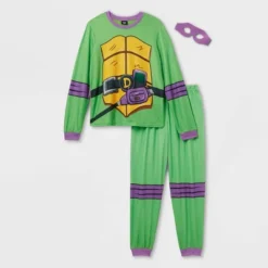 Adult Teenage Mutant Ninja Turtles Donatello Halloween Matching Family Pajama Set With Mask - Green