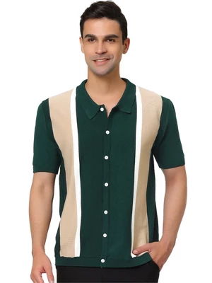 Lars Amadeus Men's Button Down Short Sleeve Vintage Golf Knit Polo Shirts - Image 6