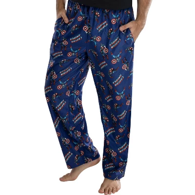 Marvel Men's Captain America Retro Allover Print Loungewear Pajama Pants Blue - Image 3