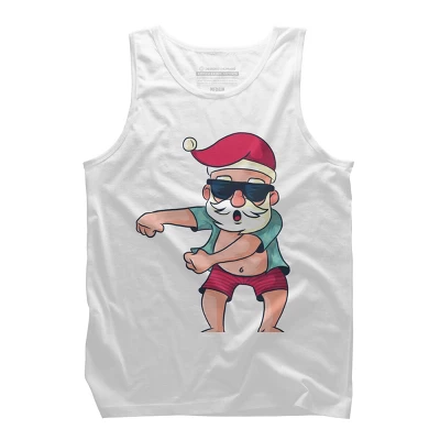Men's Design By Humans Funny Christmas Flossing Santa By Rasok Tank Top - Image 6