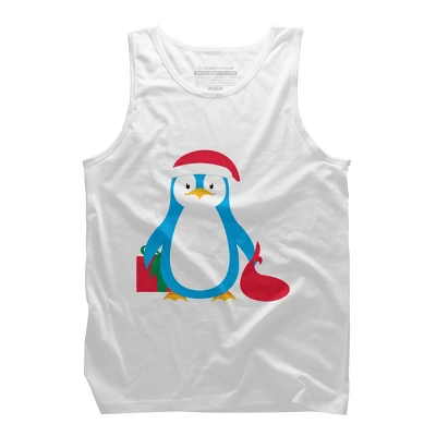 Men's Design By Humans Christmas Penguin By Moredesignsplease Tank Top - Image 5