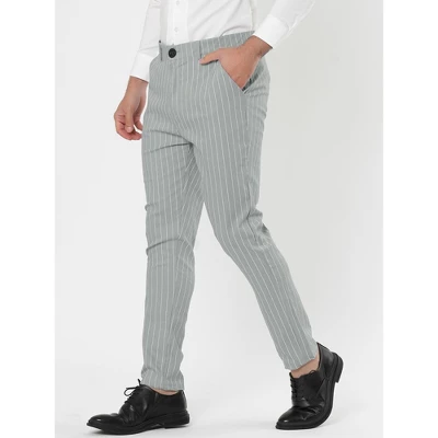 Lars Amadeus Men's Dress Striped Slim Fit Flat Front Business Trousers