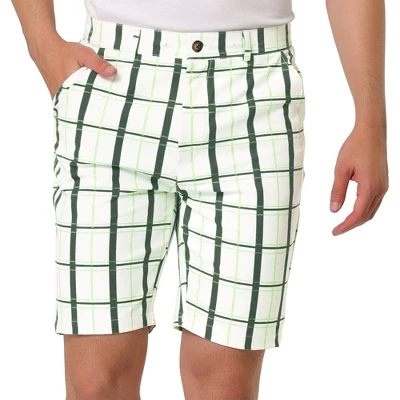 Lars Amadeus Men's Plaid Shorts Checked Pattern Regular Fit Flat Front Dress Shorts - Image 6