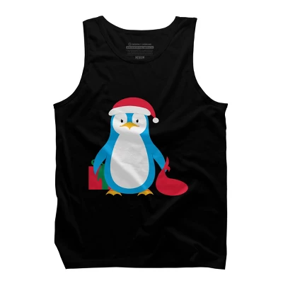 Men's Design By Humans Christmas Penguin By Moredesignsplease Tank Top - Image 6