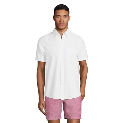 Lands' End Men's Traditional Fit Short Sleeve Seersucker Shirt - Image 6