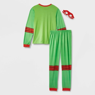 Adult Teenage Mutant Ninja Turtles Raphael Halloween Matching Family Pajama Set + Mask - Green - Image 2