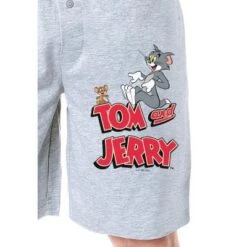 Tom And Jerry Mens' Classic Cartoon Character Logo Sleep Pajama Shorts Grey