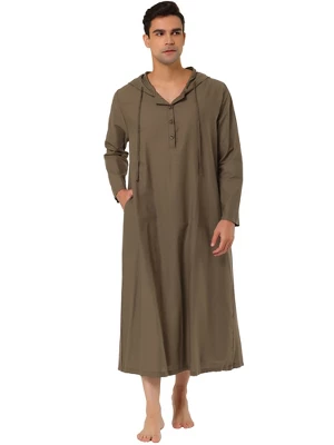 Lars Amadeus Men's Nightshirt Long Sleep Shirt Hooded Loungewear Nightgown Pajamas - Image 7