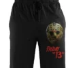 Friday The 13th Jason Voorhees Hockey Mask Men's Black Sleep Pajama Pants