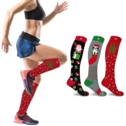 Extreme Fit Holiday Compression Socks - Knee High Performance Socks - 3 Pair - Small/Medium