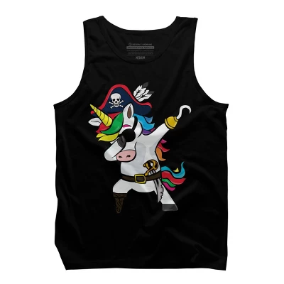 Men's Design By Humans Dabbing Dance Pirate Unicorn Gifts Funny Halloween Costume Gift By Lukesstore Tank Top - Image 4