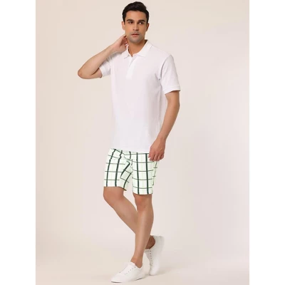 Lars Amadeus Men's Plaid Shorts Checked Pattern Regular Fit Flat Front Dress Shorts - Image 3