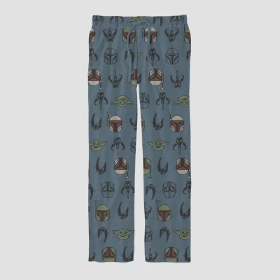 Men's Star Wars Mandalorian Fictitious Character Printed Knit Pajama Pants - Blue - Image 2