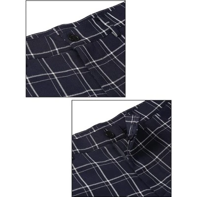 Lars Amadeus Men's Dress Plaid Pants Slim Fit Flat Front Check Chino Pants Trousers - Image 4