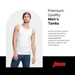 Penn Men's Modern Fit Tank Tops 4-Pack Of Breathable, Tagless, Comfortable Cotton T-Shirts