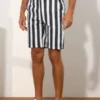 Lars Amadeus Men's Summer Flat Front Color Block Striped Chino Shorts