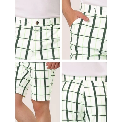 Lars Amadeus Men's Plaid Shorts Checked Pattern Regular Fit Flat Front Dress Shorts - Image 5
