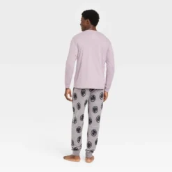 Men's Marvel Wakanda Forever Long Sleeve Sweater Knit Pajama Set - Light Purple/Gray