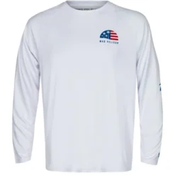 Mad Pelican Circle Palm Flag Sun Kicker Raglan UV Long Sleeve T-Shirt - White